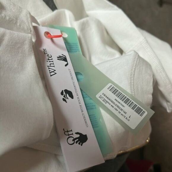 Off White Fluo Swimming Man Cotton Cropped T shirt L - Picture 8 of 9